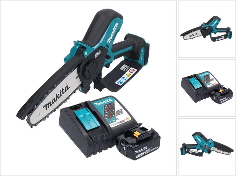 DUC 150 RT accu kettingzaag 18 V 15 cm borstelloos + 1x accu 5,0 Ah + lader de Makita – image du produit