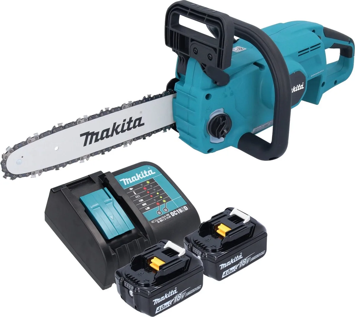 DUC 307 SM2X3 Accu-kettingzaag 18 V 30 cm borstelloos + 2x accu 4.0 Ah + lader från Makita – produktbild