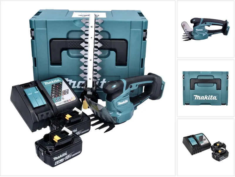 DUM 111 RGXJ accu grasschaar heggenschaar 18 V + 2x accu 6.0 Ah + lader + Makpac de Makita – image du produit