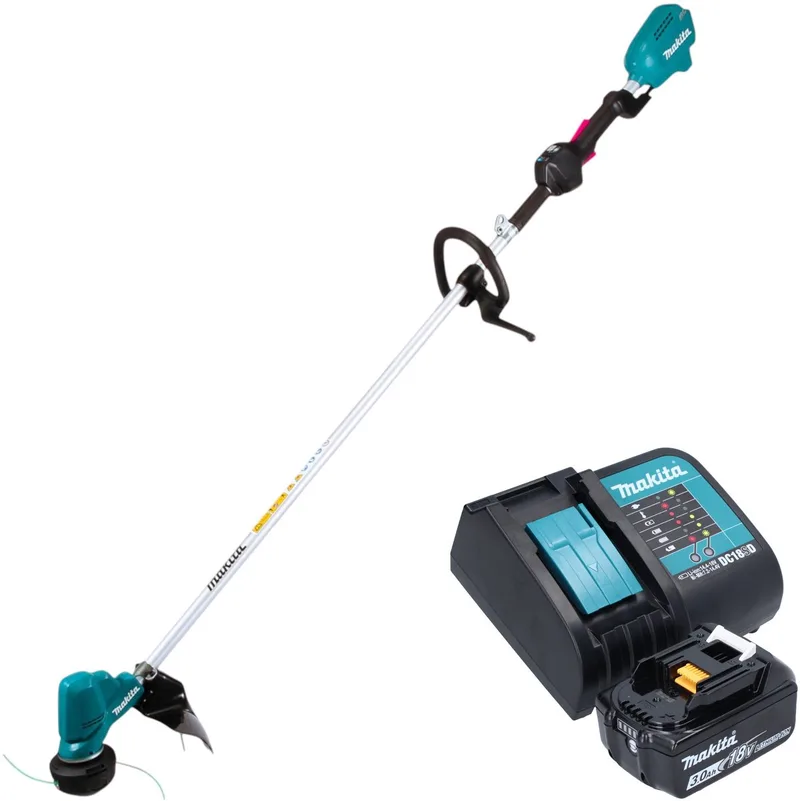 DUR 190 LSFX9 accu-grastrimmer 18 V 300 mm borstelloos + 1x accu 3,0 Ah + oplader van Makita – productafbeelding