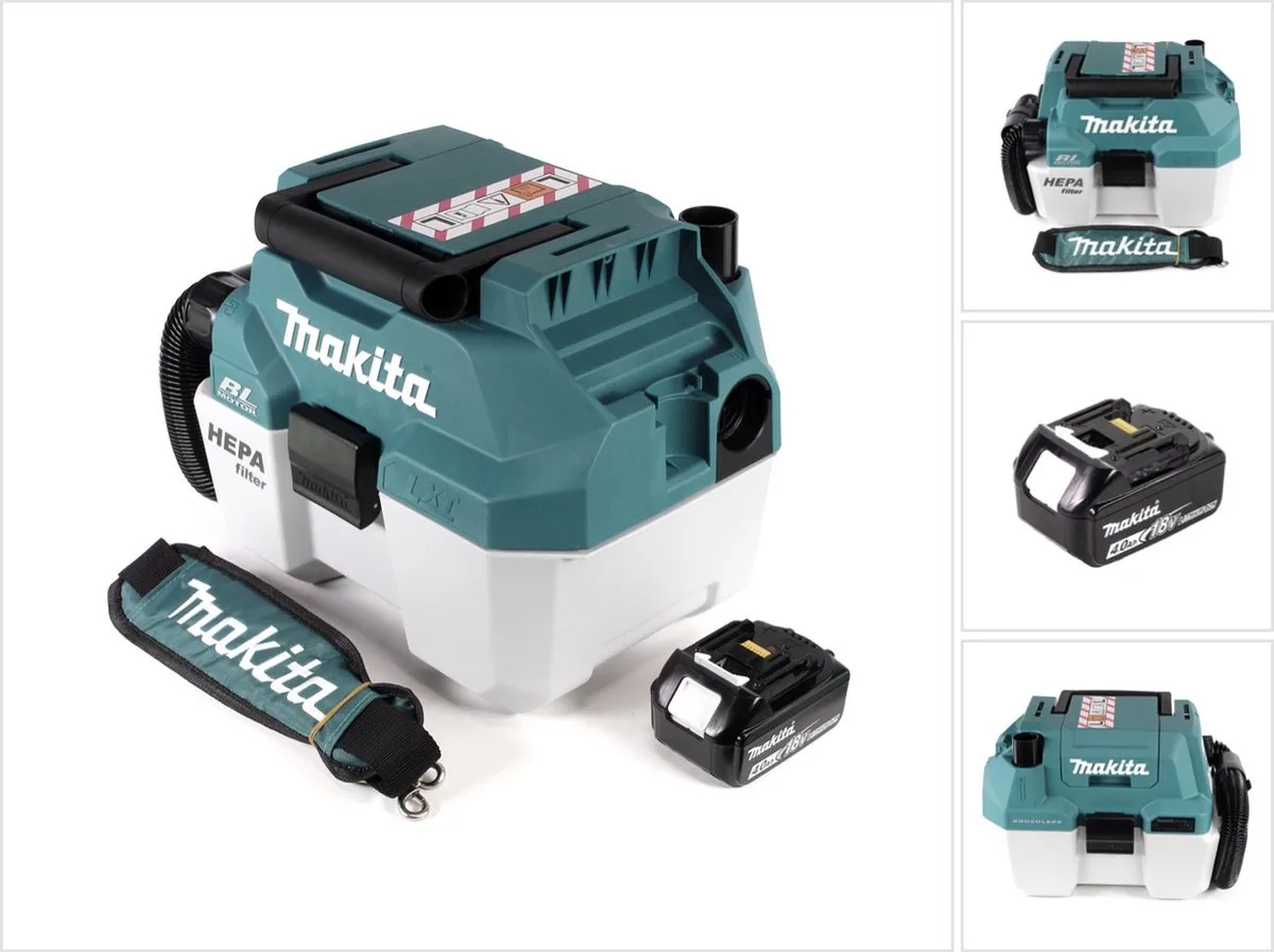 DVC 750 LM1X3 accustofzuiger nat- en droogzuiger 18 V draagbaar + 1x 4,0 Ah accu - zonder accessoires, zonder oplader von Makita, Grün – Produktbild