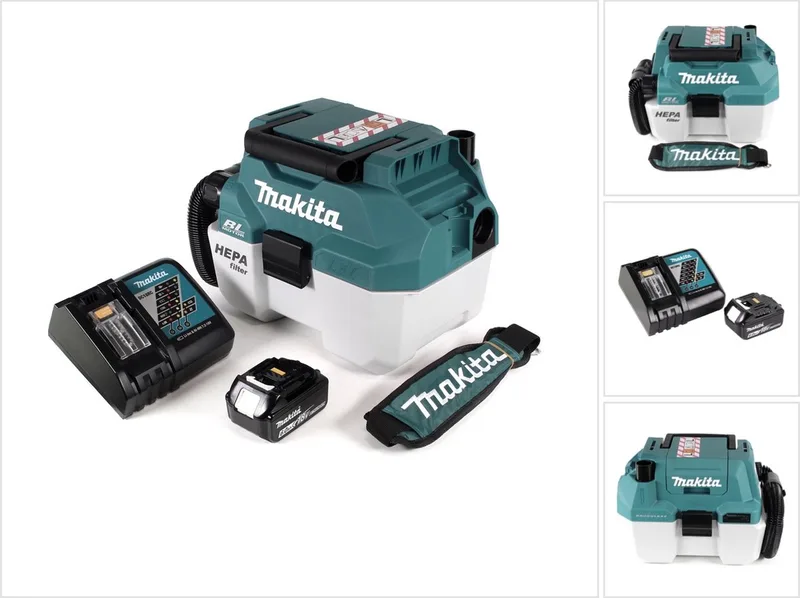 DVC 750 LRG1X3 accu stofzuiger nat- en droogzuiger 18 V draagbaar + 1x 6,0 Ah accu en oplader - zonder accessoires fra Makita, Grøn – produktbillede