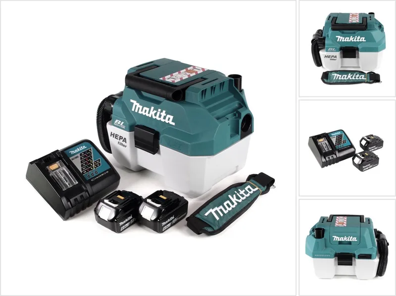 DVC 750 LRGX3 accu stofzuiger nat- en droogzuiger 18 V draagbaar + 2x 6,0 Ah accu en lader - zonder accessoires von Makita, Grün – Produktbild