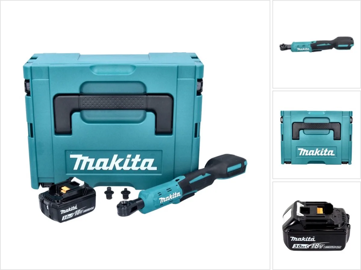DWR 180 F1J accu-ratelsleutel 18 V 47,5 Nm 1/4" 3/8" + 1x accu 3,0 Ah + Makpac - zonder oplader fra Makita, Sort – produktbillede