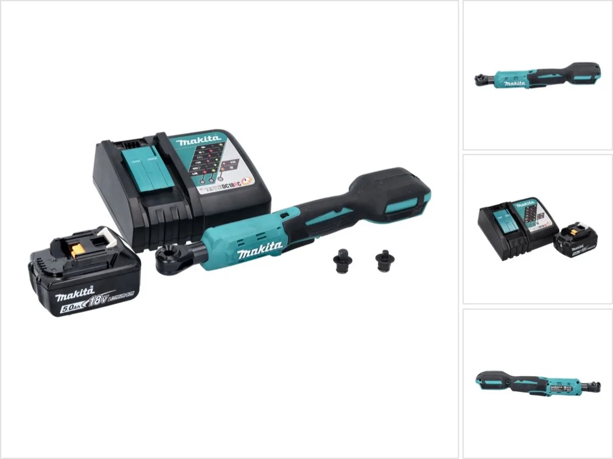 DWR 180 RT1 accu-ratelsleutel 18 V 47,5 Nm 1/4" 3/8" + 1x accu 5,0 Ah + oplader de Makita, Turquoise – image du produit