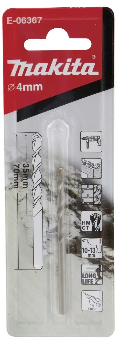 E-06367 Hartmetall Stein-Spiralbohrer 4 mm Zylinderschaft 1 St. de Makita – image du produit