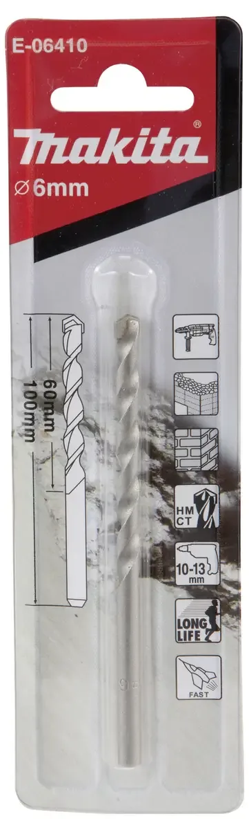 E-06410 E-06410 Hartmetall Stein-Spiralbohrer 6 mm Zylinderschaft 1 St. de Makita – image du produit