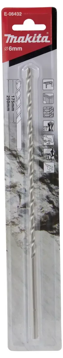 E-06432 Hartmetall Stein-Spiralbohrer 6 mm Zylinderschaft 1 St. de Makita – image du produit