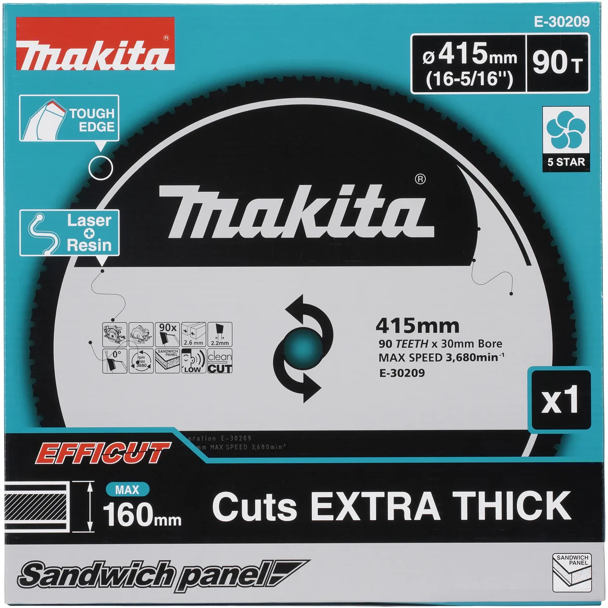 E-30209 Cirkelzaagblad Sandwichpaneel Efficut 415 x 2,6 x 30 mm 90-tands de Makita – image du produit