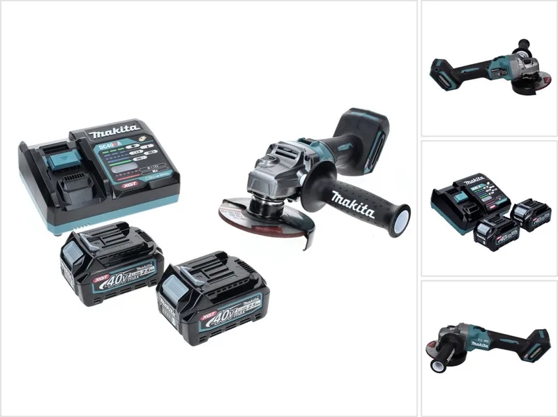 GA 005 GD2 Accu haakse slijper 40 V max. 125 mm Borstelloos XGT + 2x accu 2,5 Ah + lader van Makita – productafbeelding