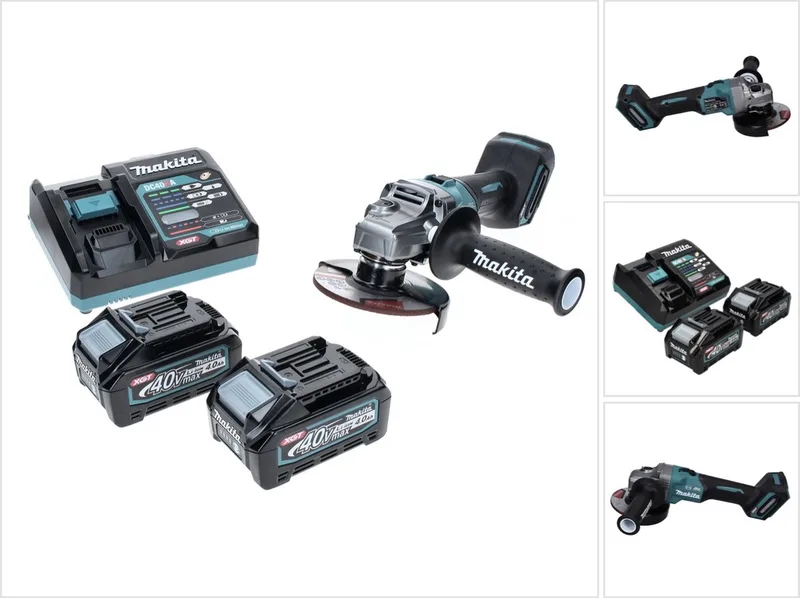 GA 005 GM2 Accu haakse slijper 40 V max. 125 mm Borstelloos XGT + 2x accu 4.0 Ah + lader van Makita – productafbeelding
