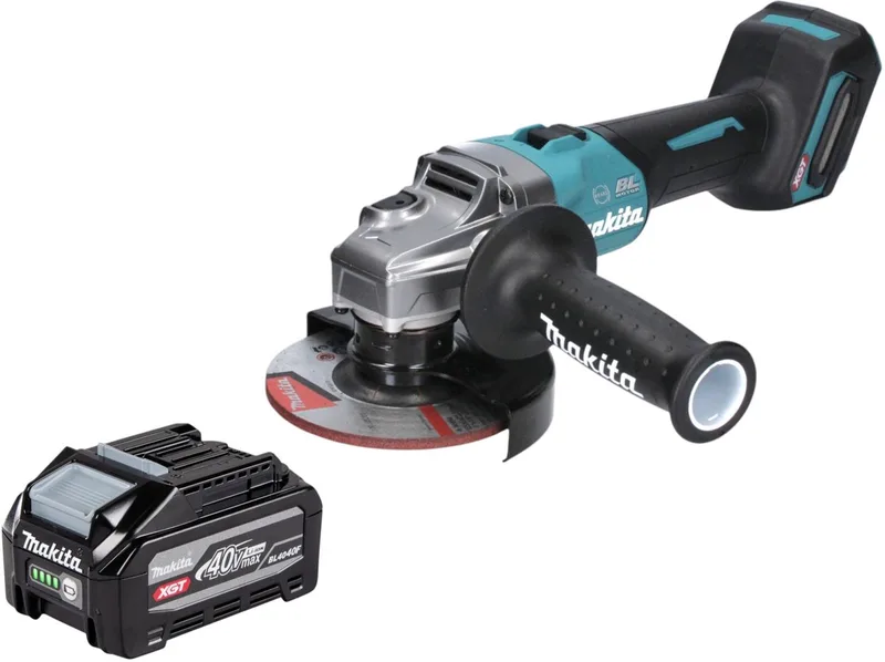 GA 005 GU1 accu-haakse slijper 40 V max. 125 mm borstelloos XGT + 1x accu 4,0 Ah - zonder oplader van Makita – productafbeelding