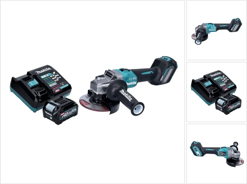 GA 023 GD1 accu haakse slijper 40 V max. 125 mm borstelloos XGT + 1x accu 2,5 Ah + oplader van Makita – productafbeelding