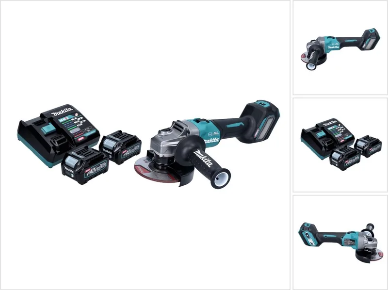 GA 023 GD2 accu haakse slijper 40 V max. 125 mm borstelloos XGT + 2x accu 2,5 Ah + oplader van Makita – productafbeelding