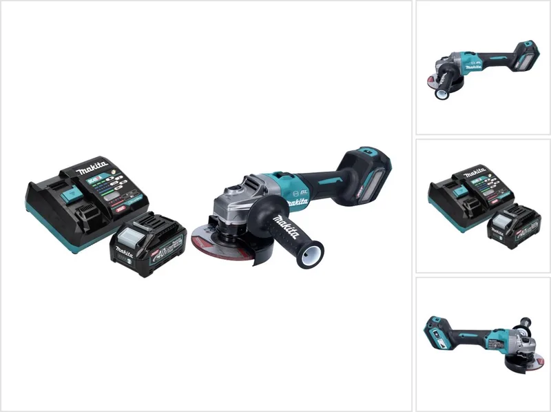 GA 023 GM1 accu haakse slijper 40 V max. 125 mm borstelloos XGT + 1x accu 4,0 Ah + oplader van Makita – productafbeelding