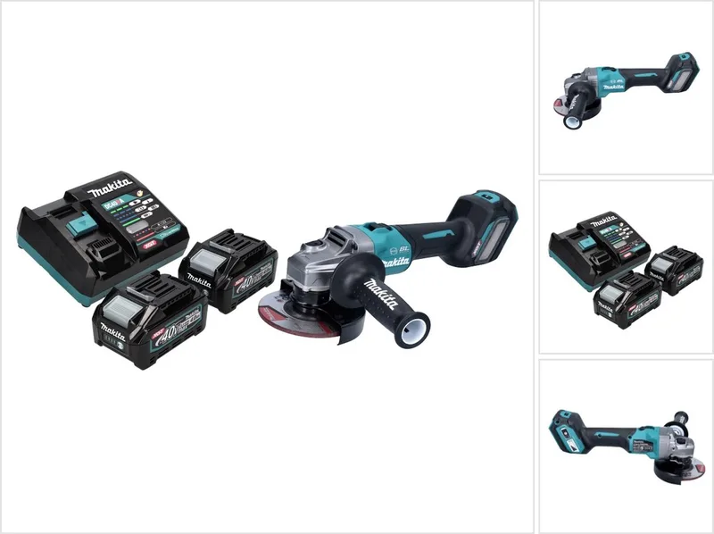 GA 023 GM2 accu haakse slijper 40 V max. 125 mm borstelloos XGT + 2x accu 4,0 Ah + oplader van Makita – productafbeelding