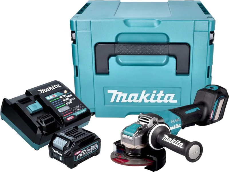 GA 044 GD101 Accu haakse slijper 40 V max. 125 mm X-LOCK Brushless + 1x oplaadbare accu 2,5 Ah + lader + Makpac by Makita – product image