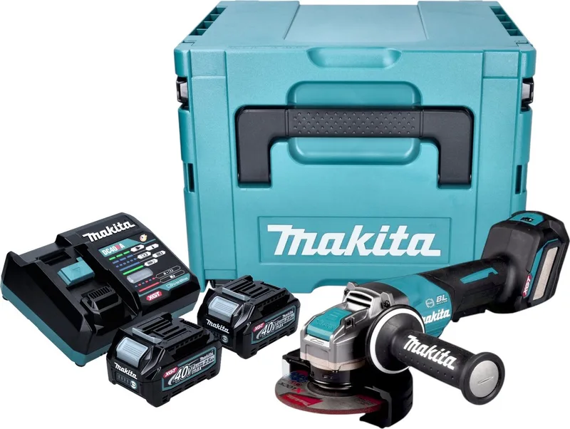 GA 044 GD201 Accu haakse slijper 40 V max. 125 mm X-LOCK Brushless + 2x accu 2,5 Ah + lader + Makpac de Makita – image du produit