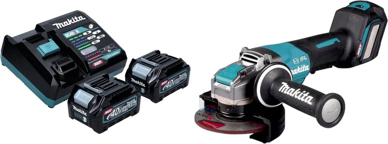 GA 044 GD201 Accu haakse slijper 40 V max. 125 mm X-LOCK Brushless + 2x accu 2,5 Ah + lader von Makita – Produktbild