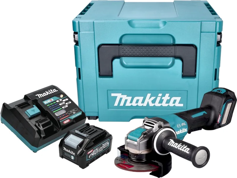 GA 044 GM101 Accu haakse slijper 40 V max. 125 mm X-LOCK Brushless + 1x accu 4.0 Ah + lader + Makpac från Makita – produktbild