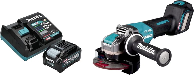 GA 044 GM101 Accu haakse slijper 40 V max. 125 mm X-LOCK Brushless + 1x oplaadbare accu 4.0 Ah + lader fra Makita – produktbillede