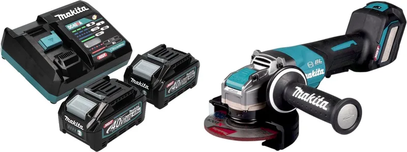 GA 044 GM201 Accu haakse slijper 40 V max. 125 mm X-LOCK Brushless + 2x accu 4.0 Ah + lader von Makita – Produktbild