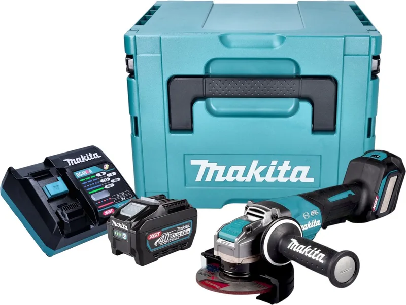 GA 044 GT101 Accu haakse slijper 40 V max. 125 mm X-LOCK Brushless + 1x oplaadbare accu 5.0 Ah + lader + Makpac de Makita – image du produit