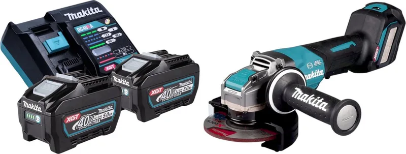 GA 044 GT201 Accu haakse slijper 40 V max. 125 mm X-LOCK Brushless + 2x accu 5.0 Ah + lader von Makita – Produktbild