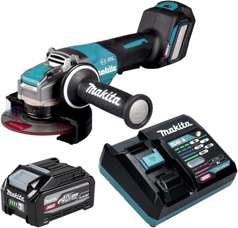 GA 044 GU101 accu-haakse slijper 40 V max. 125 mm X-LOCK Brushless + 1x accu 4,0 Ah + oplader von Makita – Produktbild
