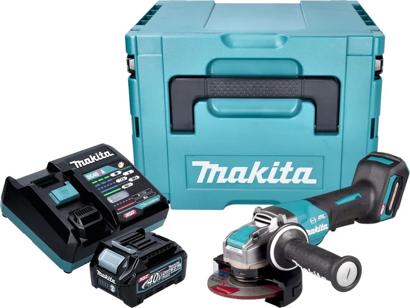 GA 047 GD101 Accu haakse slijper 40 V max. 125 mm X-LOCK Brushless + 1x oplaadbare accu 2,5 Ah + lader + Makpac de Makita – image du produit