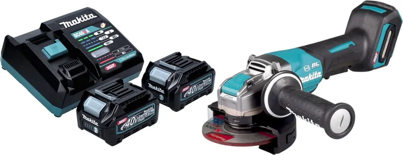 GA 047 GD201 Accu haakse slijper 40 V max. 125 mm X-LOCK Brushless + 2x accu 2,5 Ah + lader van Makita – productafbeelding