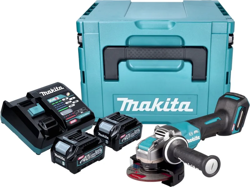 GA 047 GD201 Accu haakse slijper 40 V max. 125 mm X-LOCK Brushless + 2x accu 2,5 Ah + lader + Makpac von Makita – Produktbild