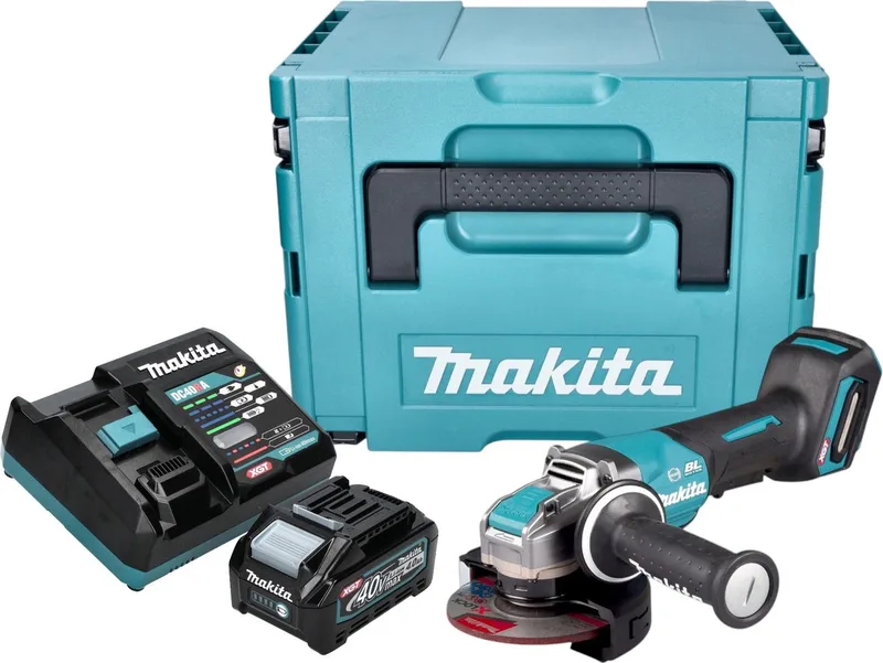 GA 047 GM101 Accu haakse slijper 40 V max. 125 mm X-LOCK Brushless + 1x oplaadbare accu 4.0 Ah + lader + Makpac de Makita – image du produit
