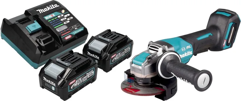 GA 047 GM201 Accu haakse slijper 40 V max. 125 mm X-LOCK Brushless + 2x accu 4.0 Ah + lader van Makita – productafbeelding