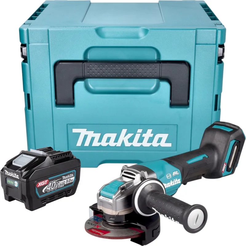 GA 047 GT101 Accu haakse slijper 40 V max. 125 mm X-LOCK Brushless + 1x oplaadbare accu 5.0 Ah + Makpac - zonder lader van Makita – productafbeelding