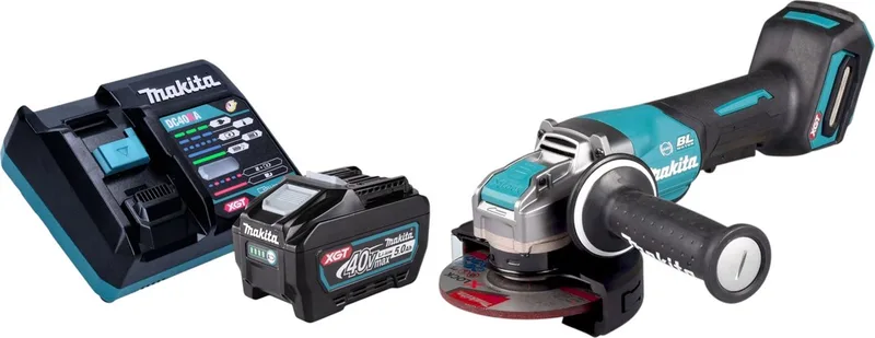 GA 047 GT101 Accu haakse slijper 40 V max. 125 mm X-LOCK Brushless + 1x oplaadbare accu 5.0 Ah + lader van Makita – productafbeelding