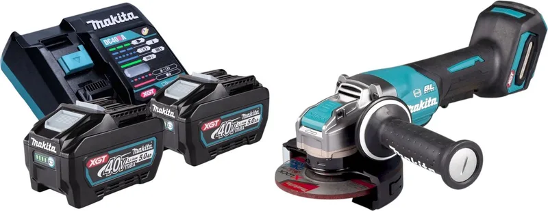 GA 047 GT201 Accu haakse slijper 40 V max. 125 mm X-LOCK Brushless + 2x accu 5.0 Ah + lader de Makita – image du produit