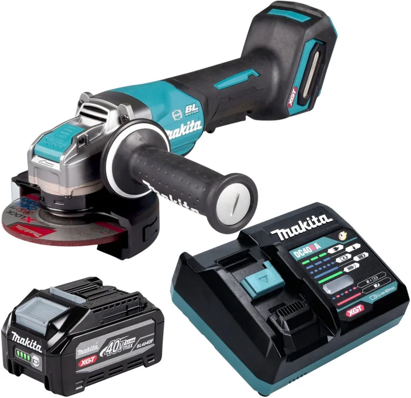 GA 047 GU101 accu-haakse slijper 40 V max. 125 mm X-LOCK Brushless + 1x accu 4,0 Ah + oplader fra Makita – produktbillede