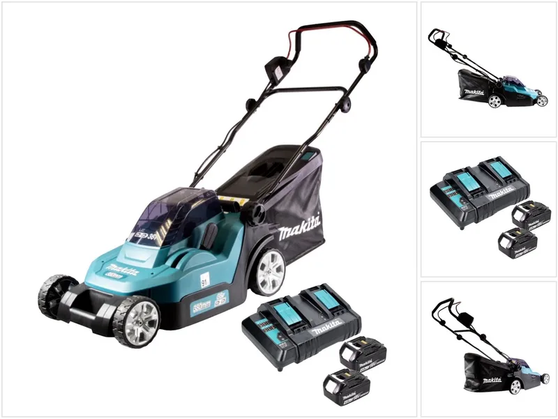 grasmaaier - DLM382CM2 - 2x18 V - 38 cm - incl. 4,0 Ah accu (2 st) en duolader de Makita – image du produit