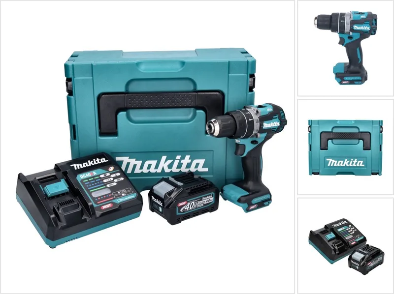 HP 002 GM101 accu-slagboormachine 40 V 64 Nm borstelloos + 1x accu 4,0 Ah + oplader + Makpac de Makita – image du produit