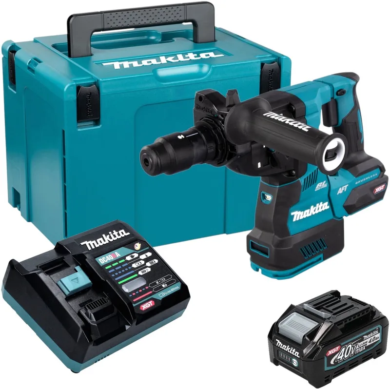 HR 002 GM101 accu-boorhamer 40 V max. 2,9 J SDS plus borstelloos + 1x accu 4,0 Ah + oplader + Makpac de Makita – image du produit