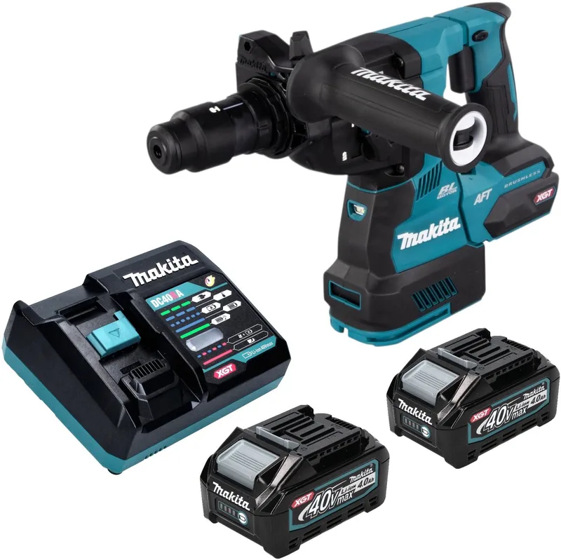 HR 002 GM201 accu-boorhamer 40 V max. 2,9 J SDS plus borstelloos + 2x accu 4,0 Ah + oplader fra Makita – produktbillede
