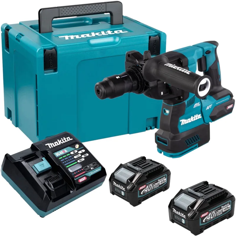 HR 002 GM201 accu-boorhamer 40 V max. 2,9 J SDS plus borstelloos + 2x accu 4,0 Ah + oplader + Makpac von Makita – Produktbild