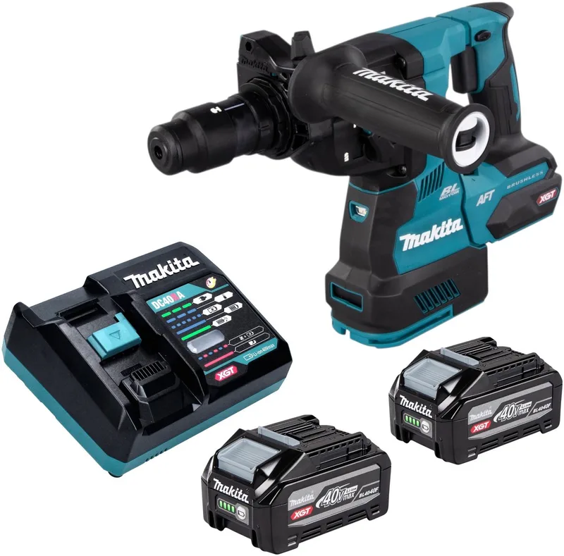HR 002 GU201 accu-boorhamer 40 V max. 2,9 J SDS plus borstelloos + 2x accu 4,0 Ah + oplader von Makita – Produktbild
