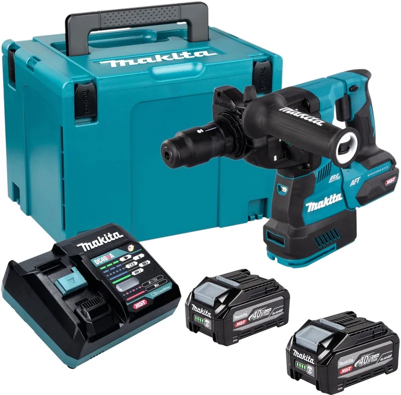 HR 002 GU201 accu-boorhamer 40 V max. 2,9 J SDS plus borstelloos + 2x accu 4,0 Ah + oplader + Makpac von Makita – Produktbild