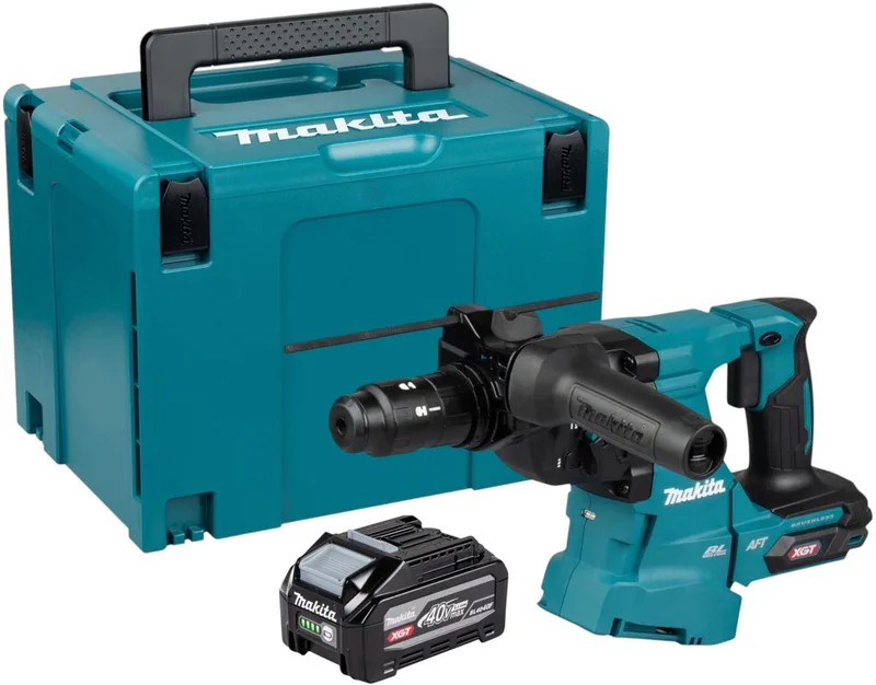 HR 012 GU101 accu-combinatiehamer 40 V max. 3,3 J SDS plus borstelloos + 1x accu 4,0 Ah + Makpac - zonder oplader fra Makita – produktbillede