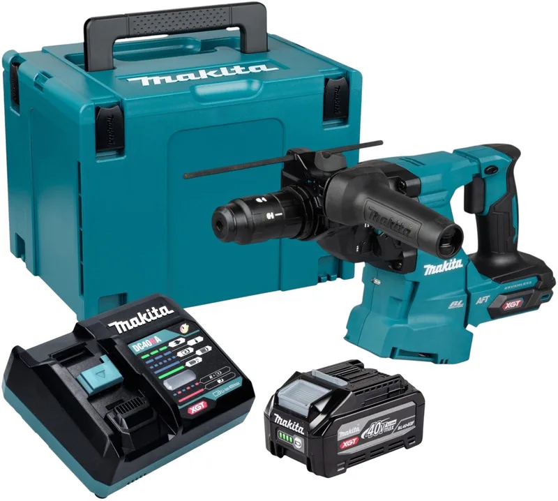 HR 012 GU101 accu-combinatiehamer 40 V max. 3,3 J SDS plus borstelloos + 1x accu 4,0 Ah + oplader + Makpac von Makita – Produktbild