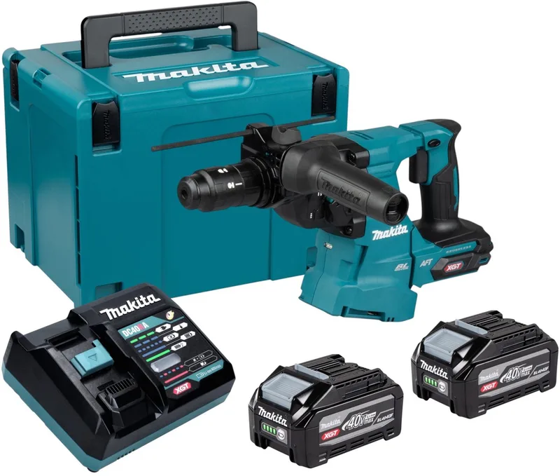 HR 012 GU201 accu-combinatiehamer 40 V max. 3,3 J SDS plus borstelloos + 2x accu 4,0 Ah + oplader + Makpac de Makita – image du produit