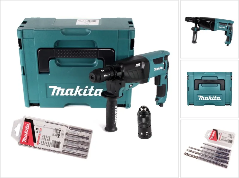 HR 2631 FTJ combihamer 800 W 2,4 J SDS Plus + snelspanboorkop + 5-delige boorset + Makpac de Makita – image du produit
