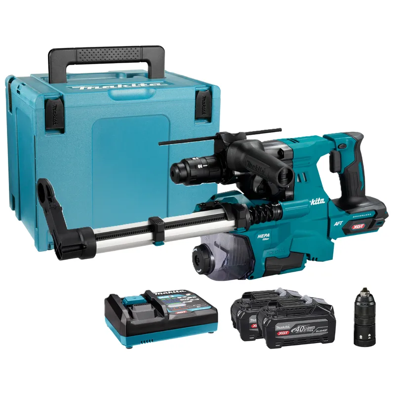 HR012GU202 Accu combihamer + stofafzuiging XGT 40V Max 2x BL4040F fra Makita – produktbillede